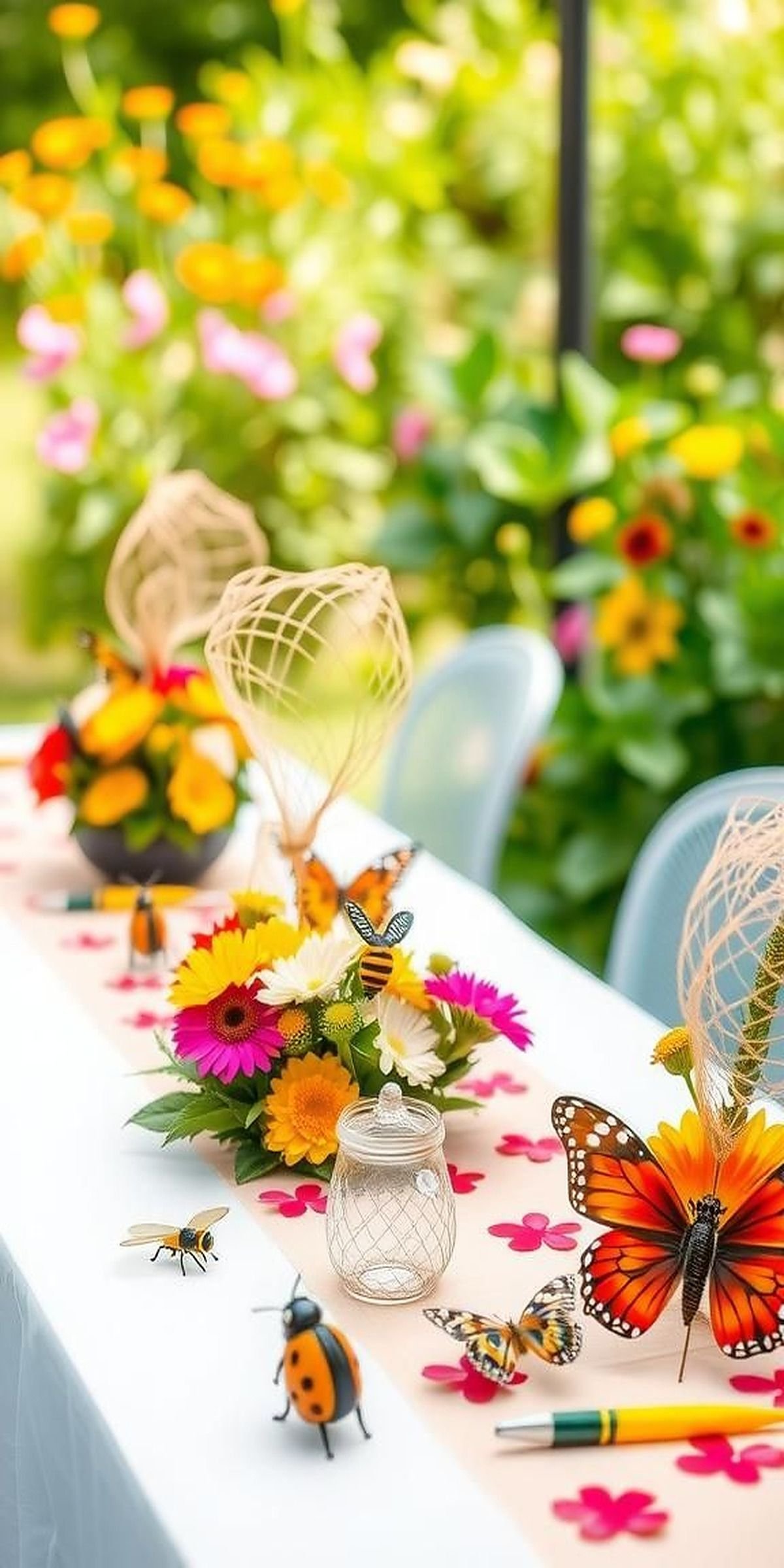 Butterfly And Garden Insect Theme With Vibrant Colors