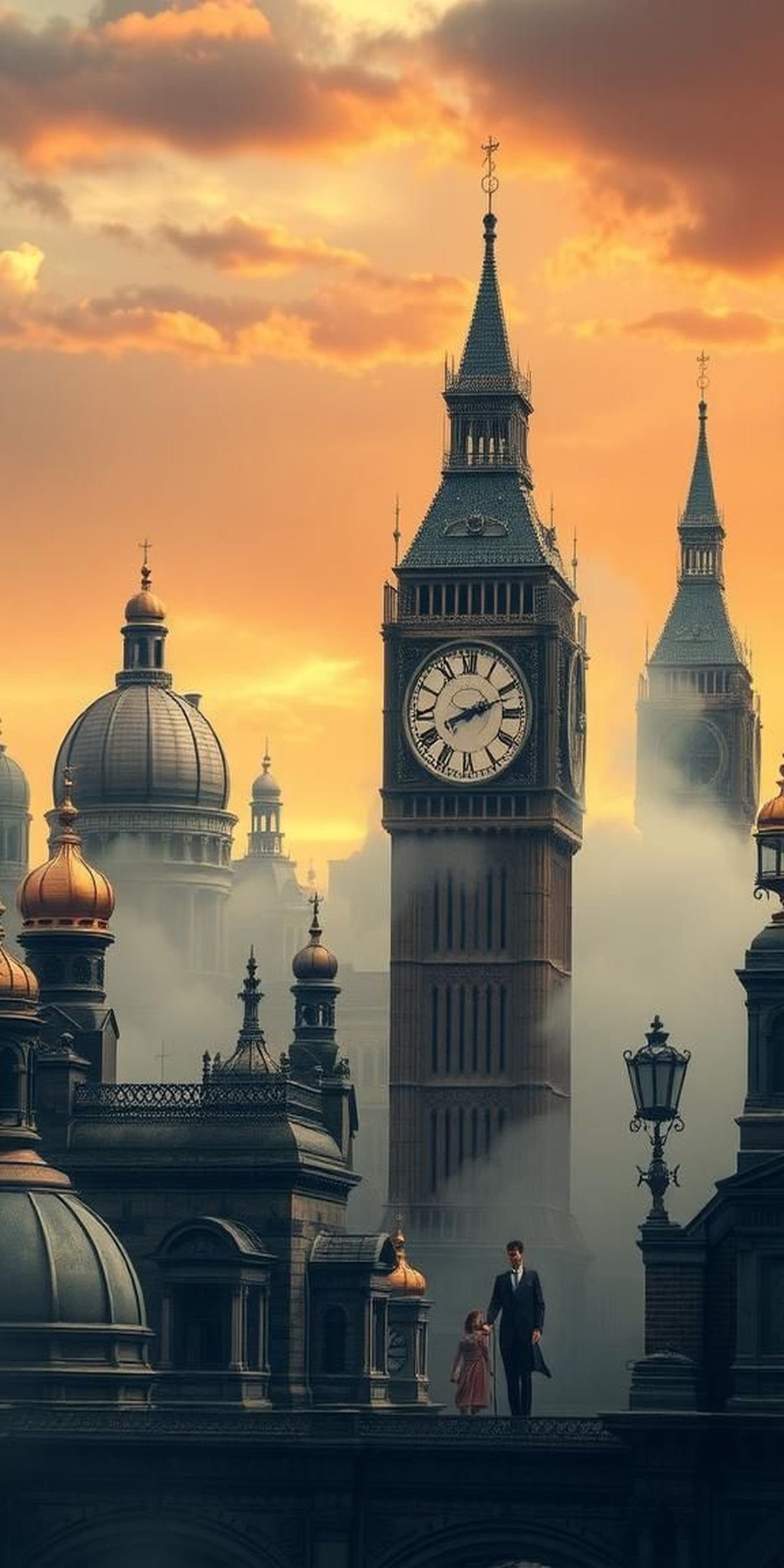 Gilded Clockwork City Beneath A Copper Sky