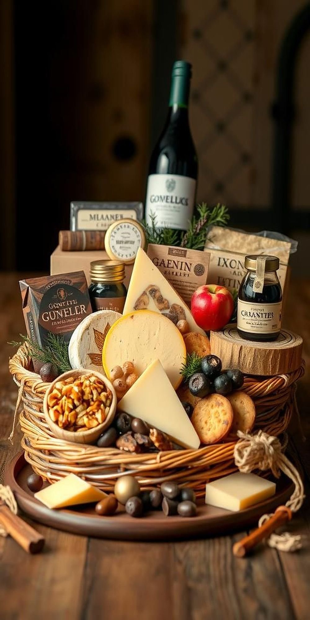 Gourmet Delight Basket with Sweet and Savory Treats