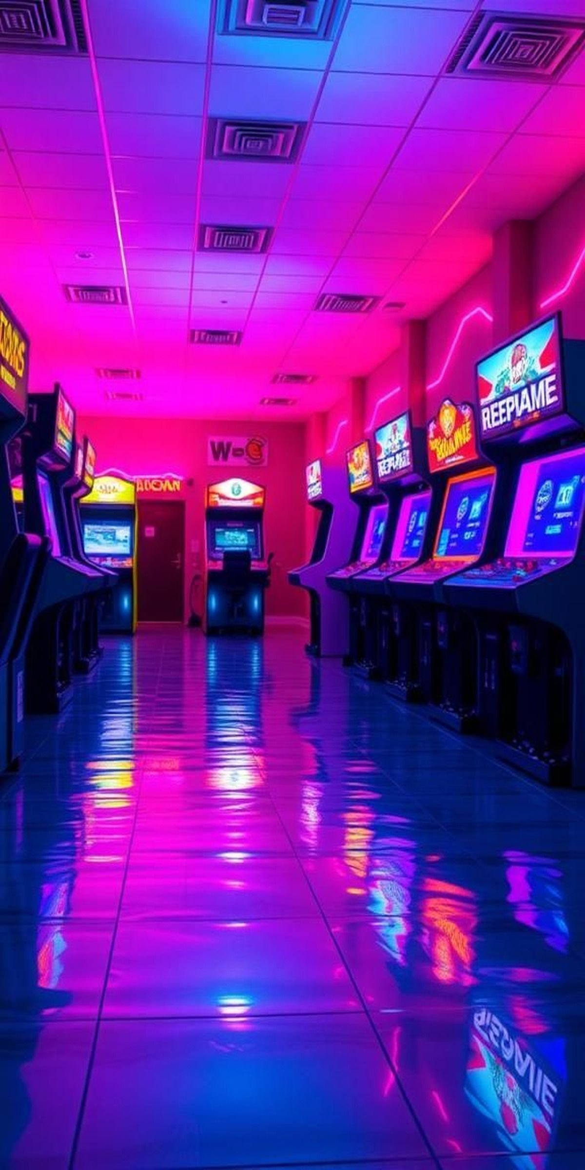 Dream Arcade Filled With Glowing Cabinets