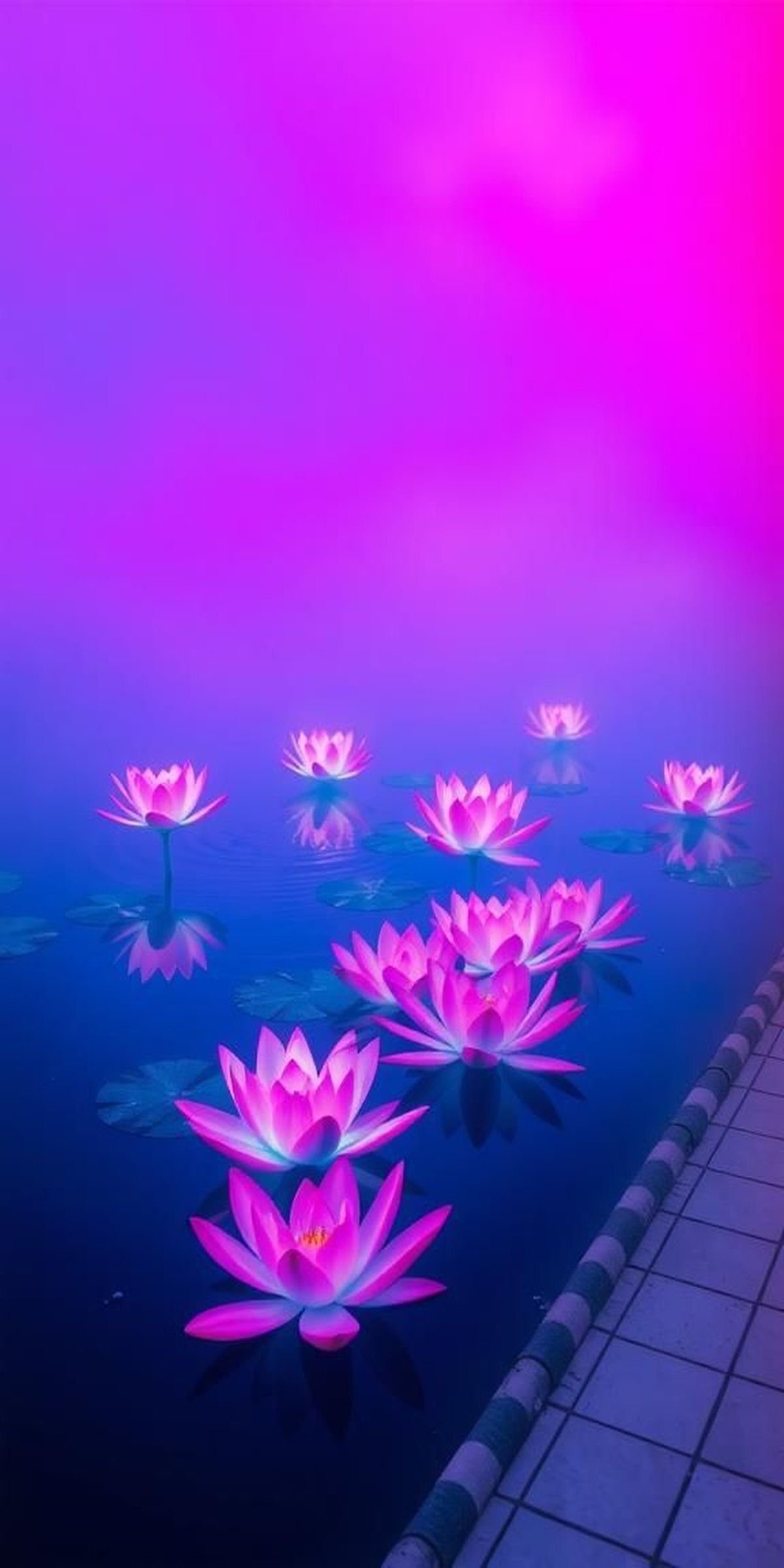 Lotus Pond Wrapped In Cyan Vapor Fog
