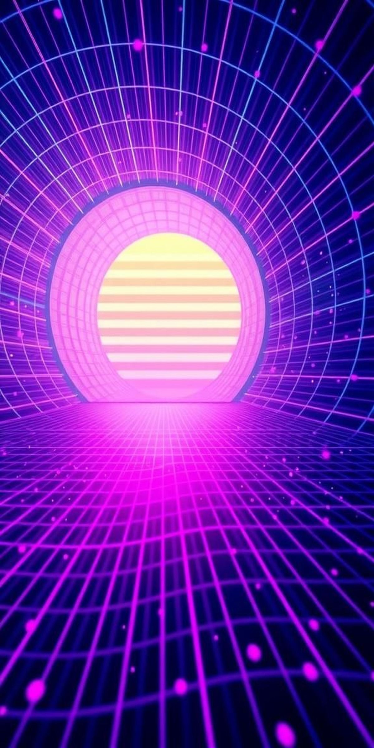 Wireframe Data Tunnel And Gradient Horizon