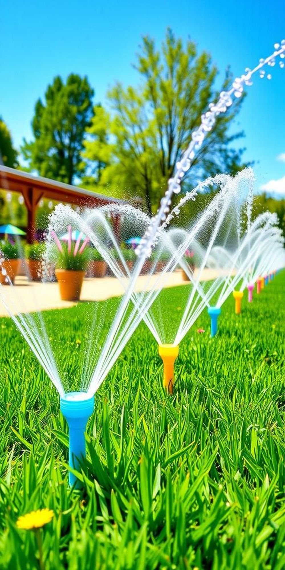 Colorful Water Play Areas With Sprinklers