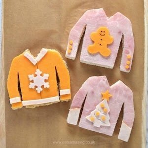 Fun easy Christmas Jumper sandwiches perfect for an ugly sweater party fun food for kids from Eats Amazing UK