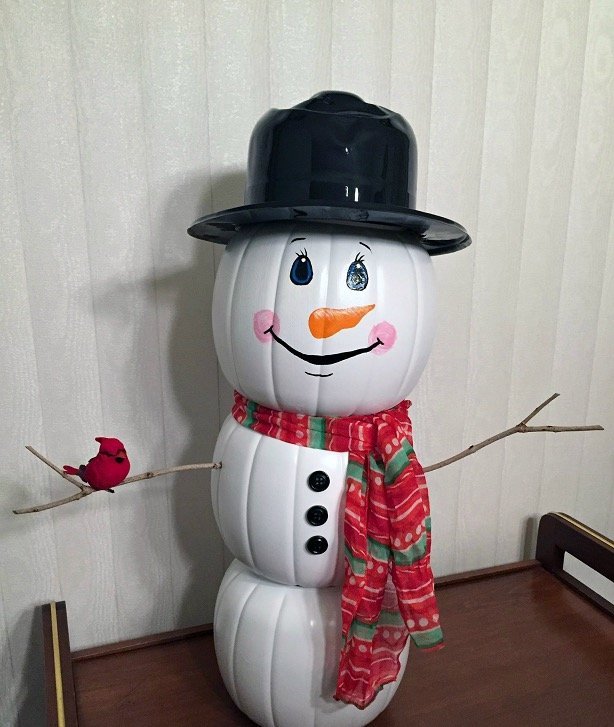 Plastic Pumpkin Snowman Craft for Adults