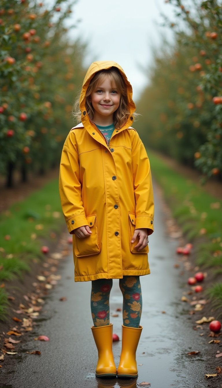 Bright Raincoat, Rubber Boots, And Playful Socks
