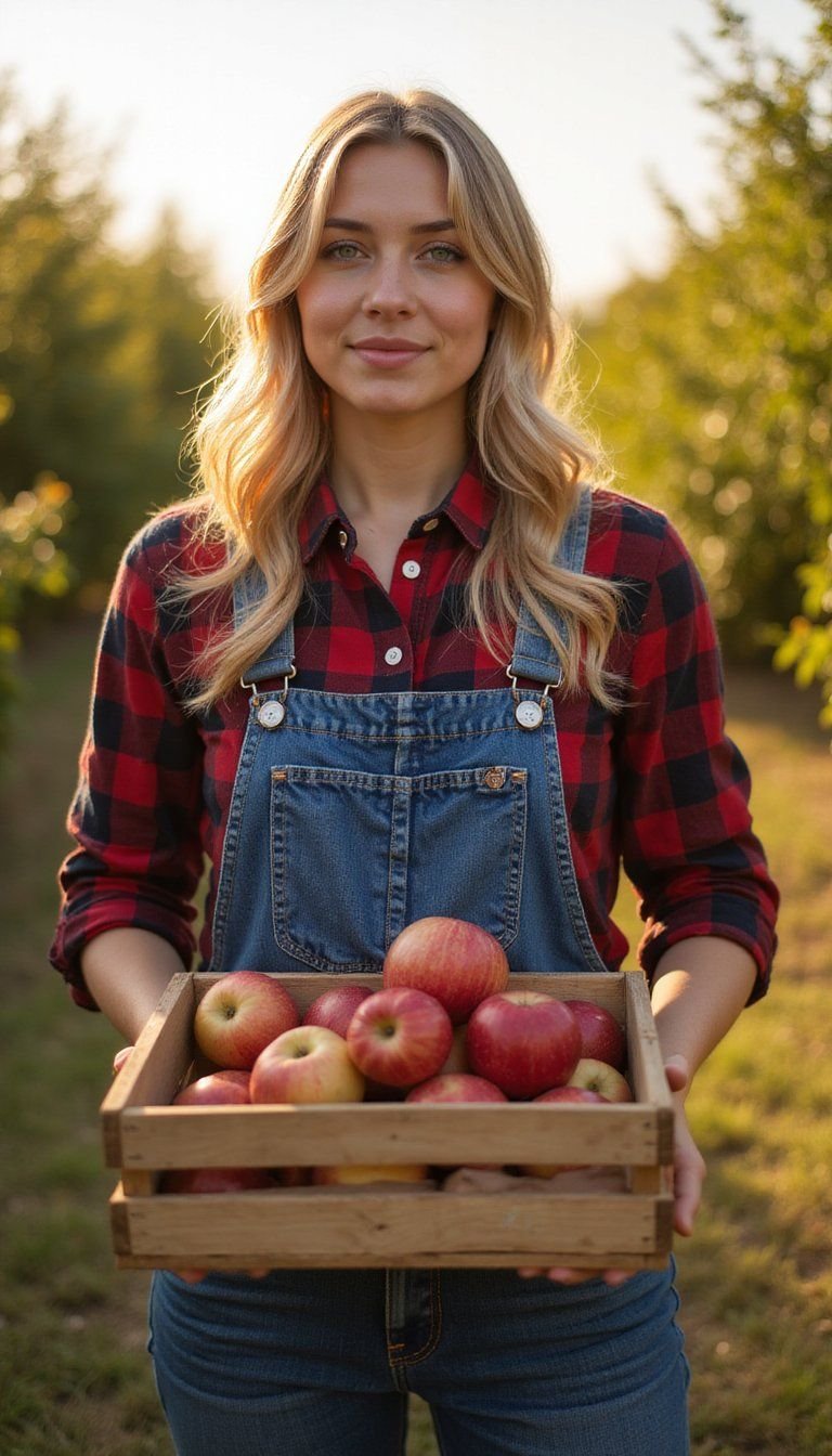 Classic Flannel Shirt Tucked Into Denim Overalls