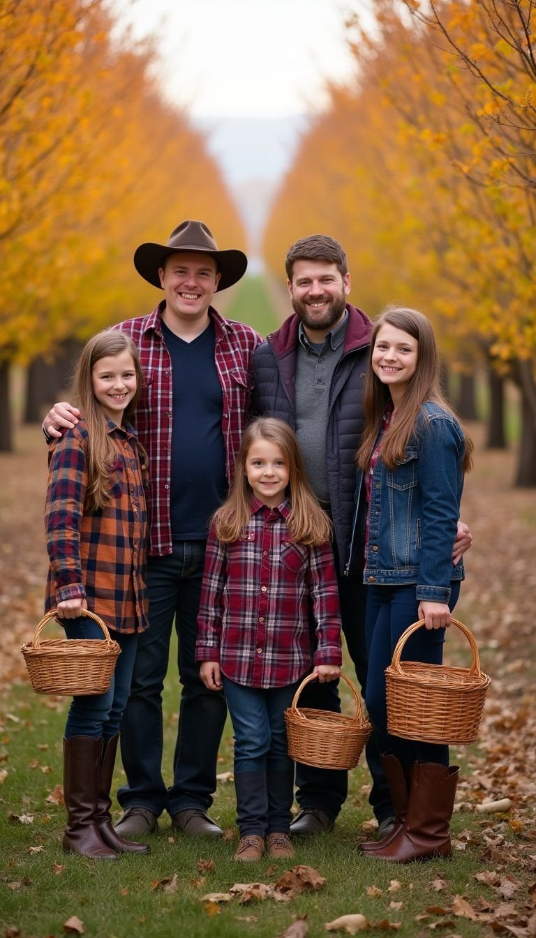 Coordinated Family Plaid For Picture Perfect Orchard Shots