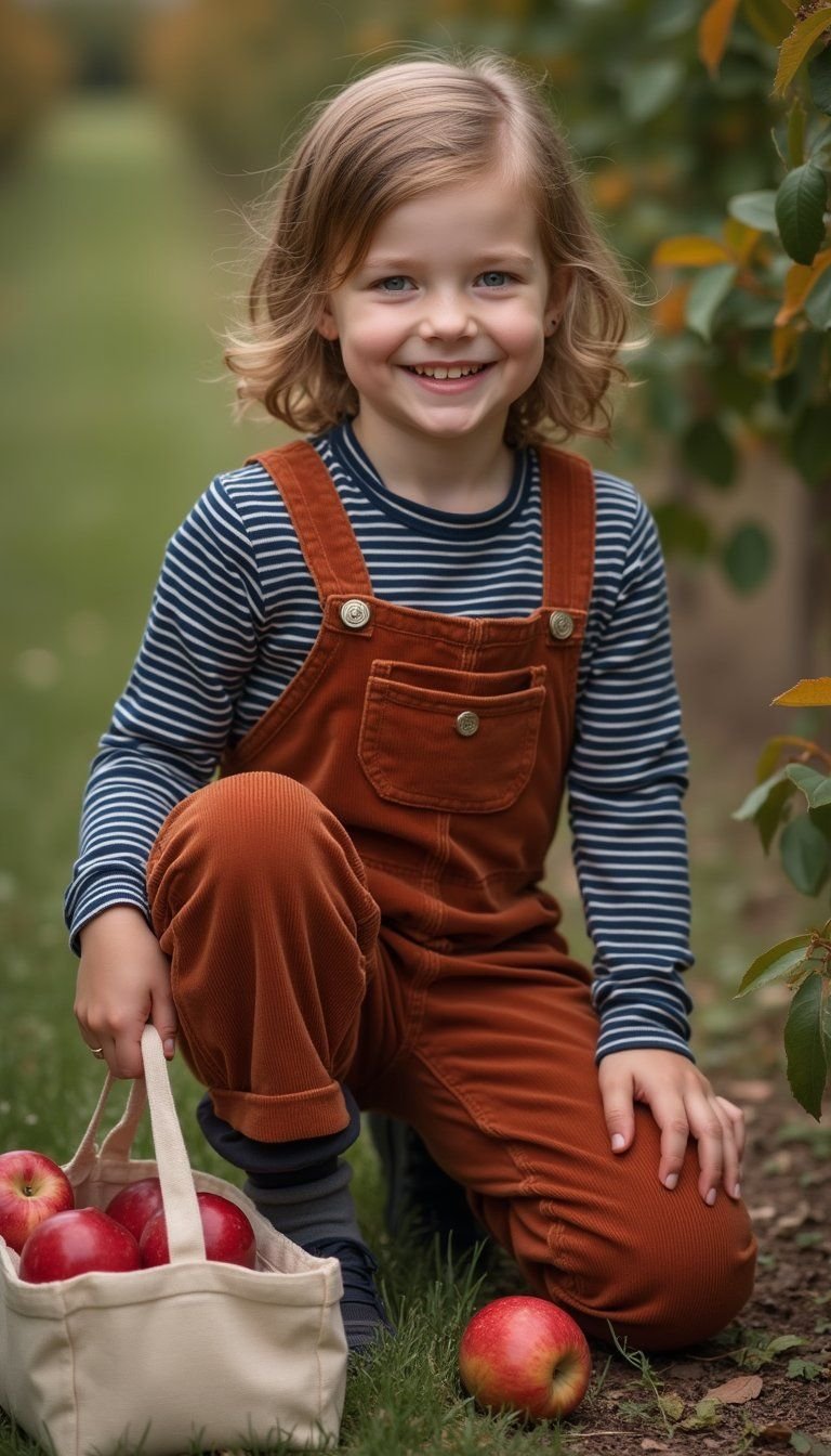 Corduroy Overalls With Striped Long Sleeve Tee