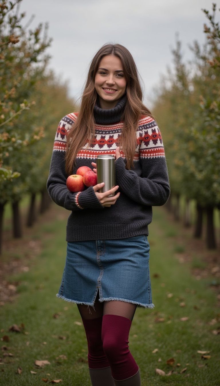 Cozy Fair Isle Sweater With Wool Tights