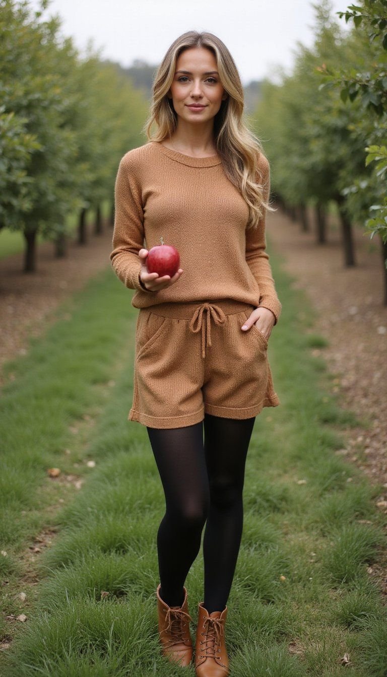 Cozy Romper Layered With Tights And Boots
