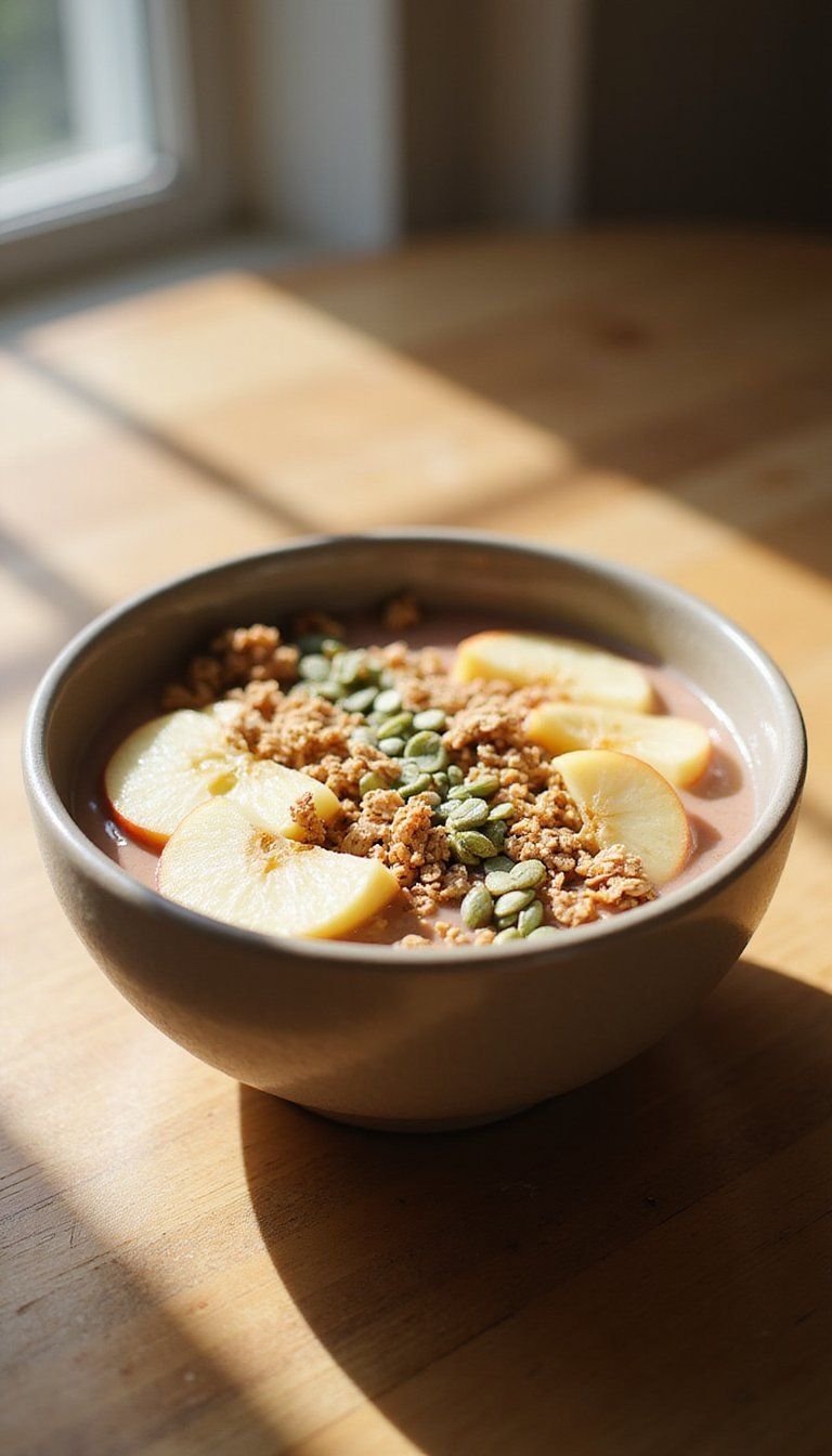Apple Smoothie Bowl With Crunchy Granola Toppings