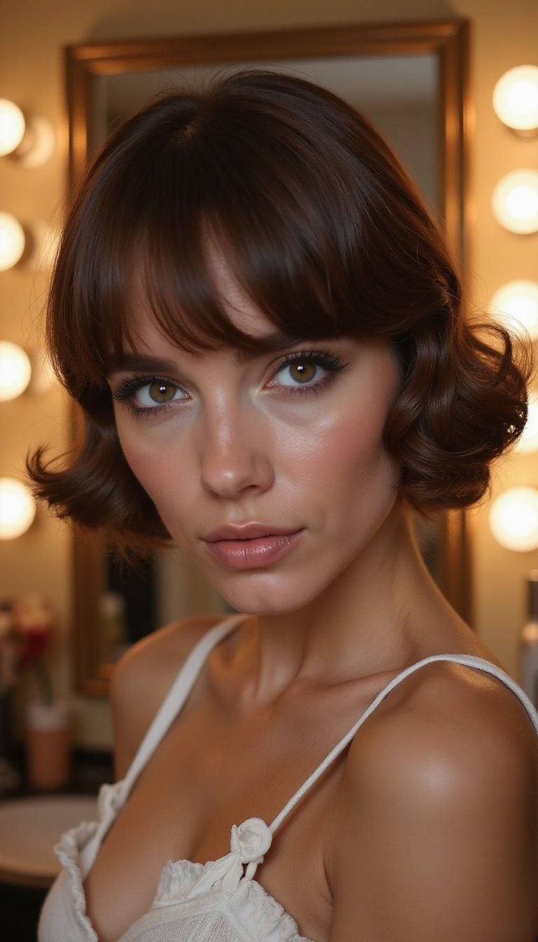 Retro Voluminous Arched Bangs With Polished Roll