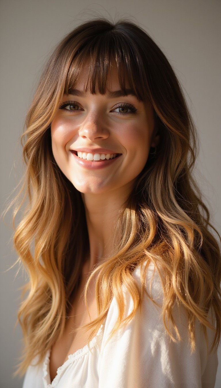 Soft Arched Bangs With Face-Framing Layers