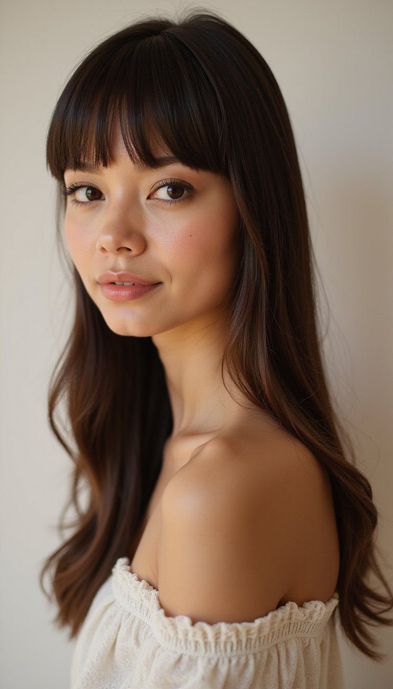 Sleek Straight Bixie With Blunt Fringe