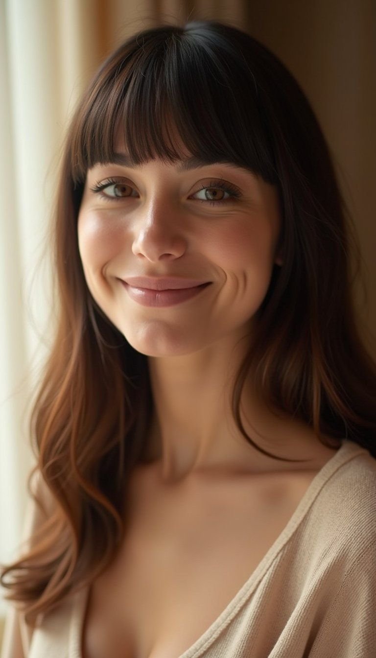 Blunt Bangs For Round Faces To Add Definition