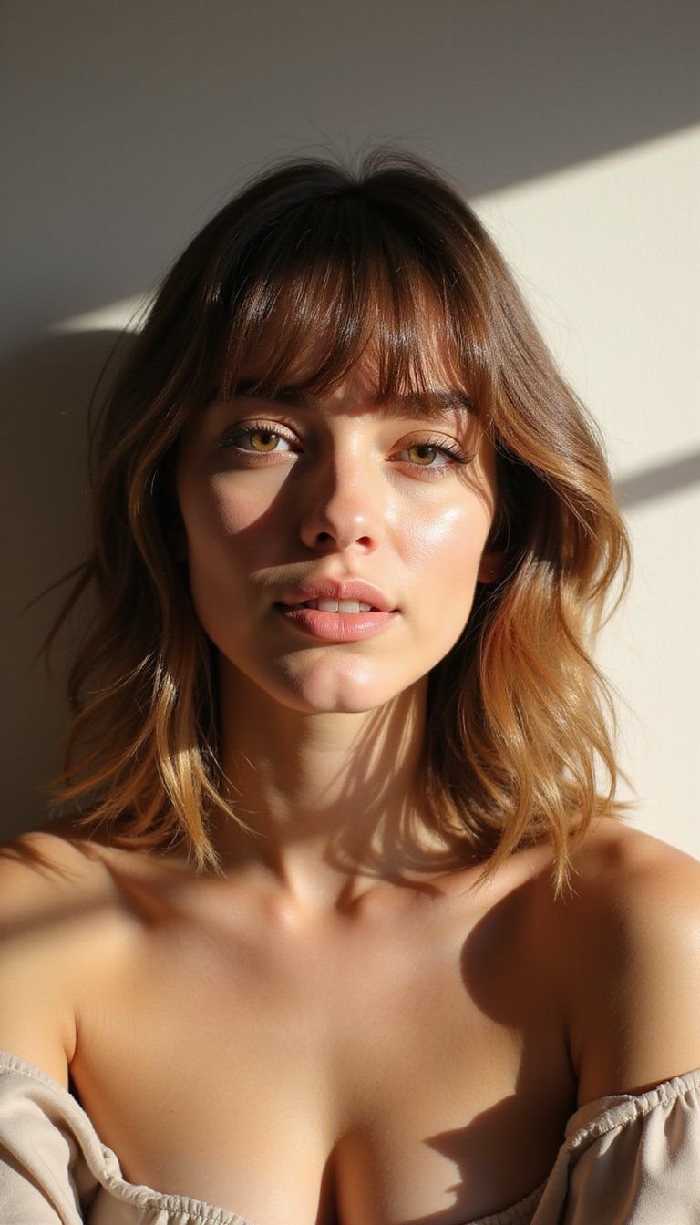 Curtain-Blunt Hybrid Bangs For Soft Framing