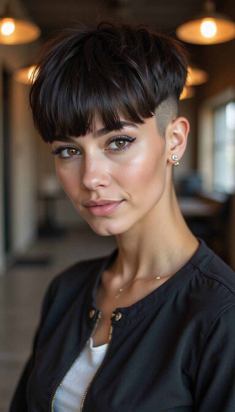 Edgy Undercut With Strong Blunt Bangs