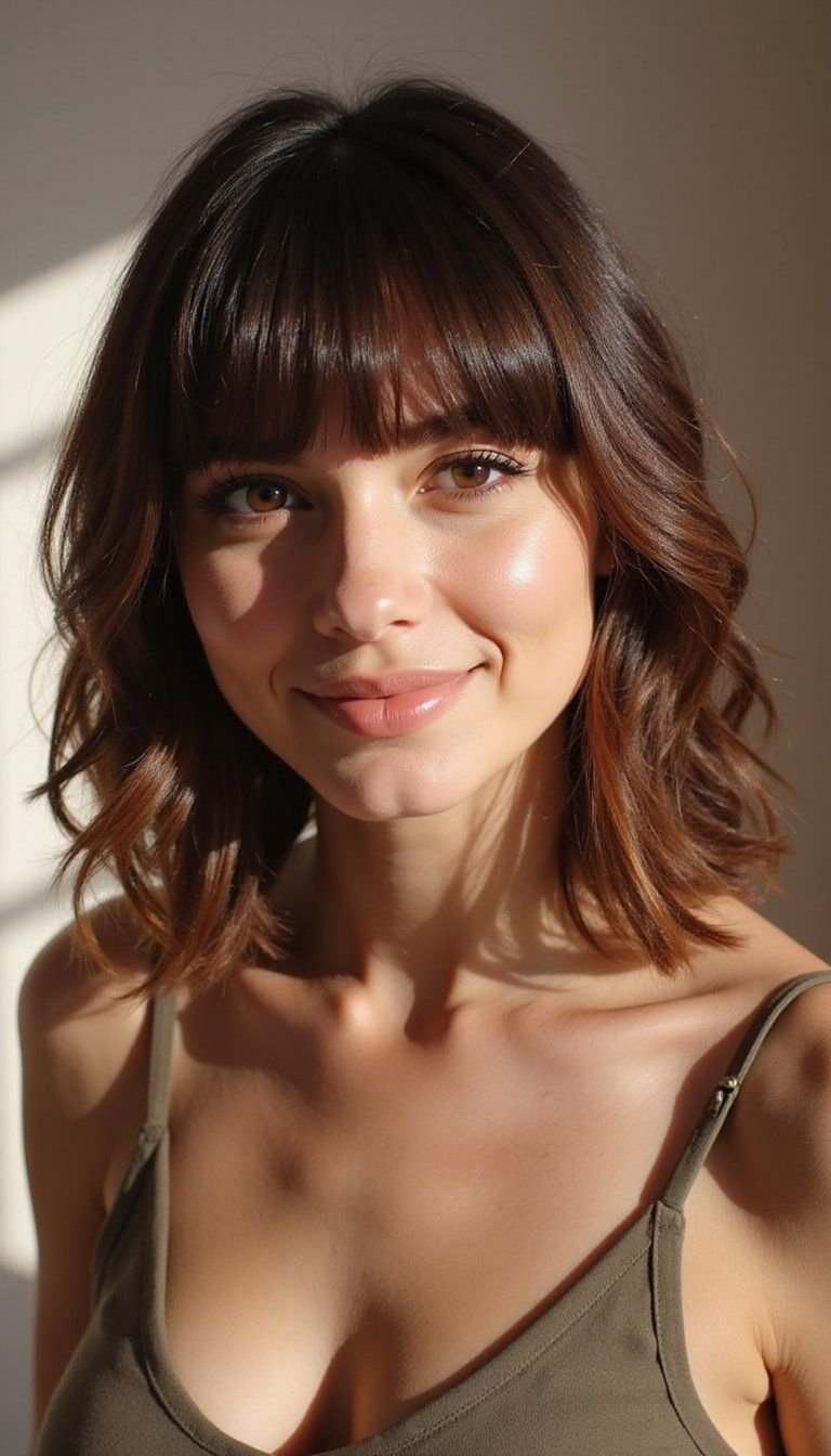 Peekaboo Color With Blunt Bangs Accent