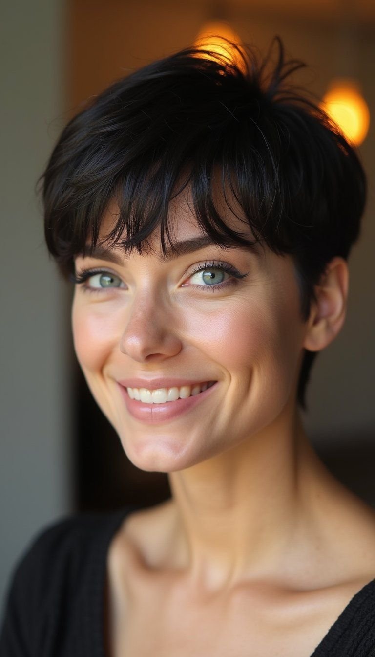 Short Pixie With Bold Blunt Fringe Line