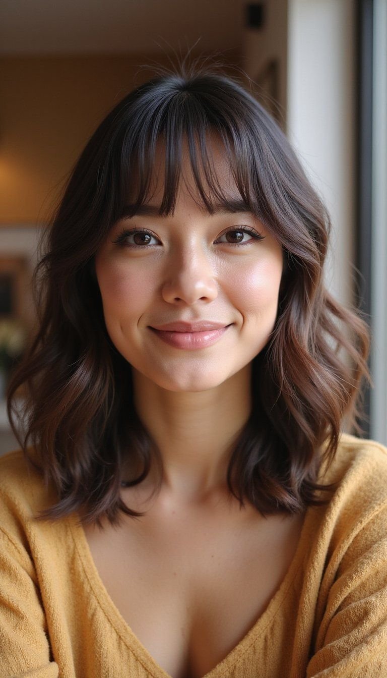 Wispy Blunt Bangs For A Feminine Soft Edge