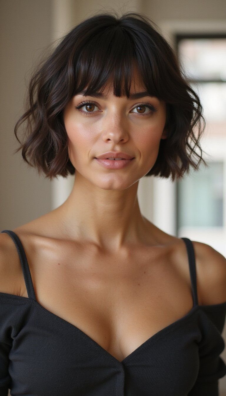 Asymmetrical Cut With Bottleneck Fringe Twist