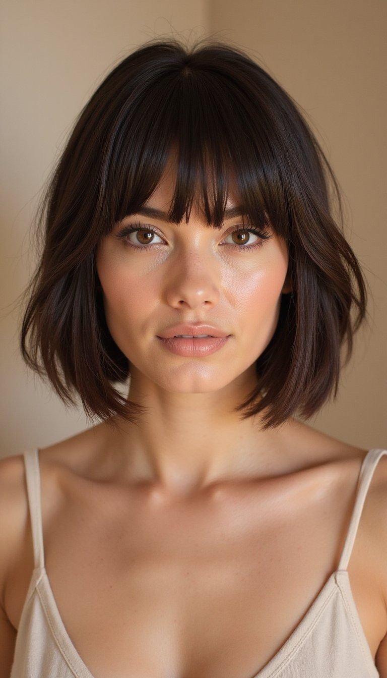 Blunt Bob Balanced By Bottleneck Bangs