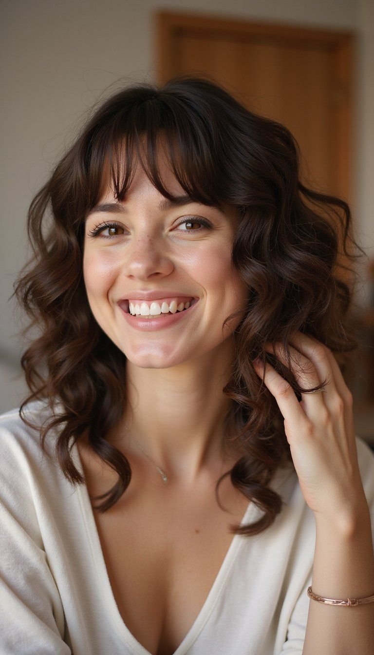 Curly Bottleneck Bangs For Natural Curls