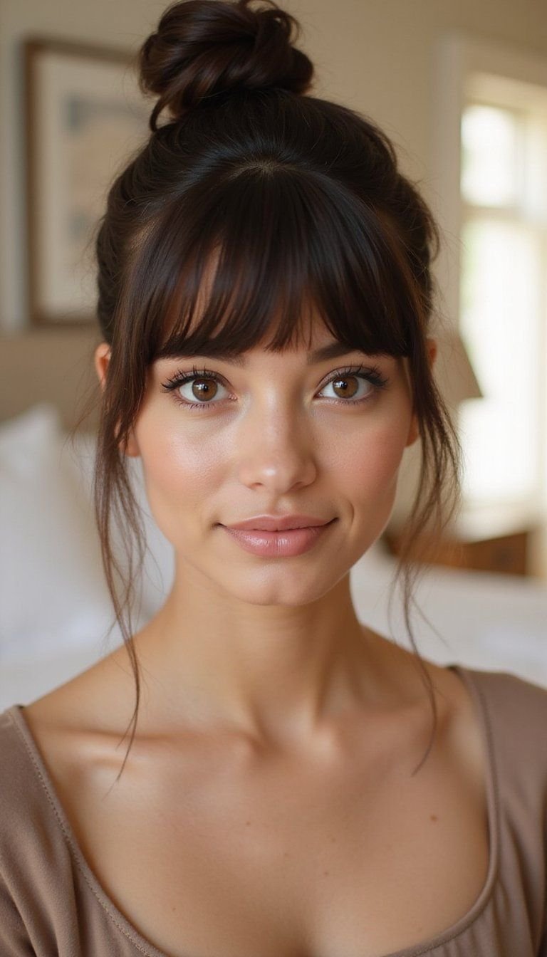 Half-Up Topknot With Bottleneck Face Frame