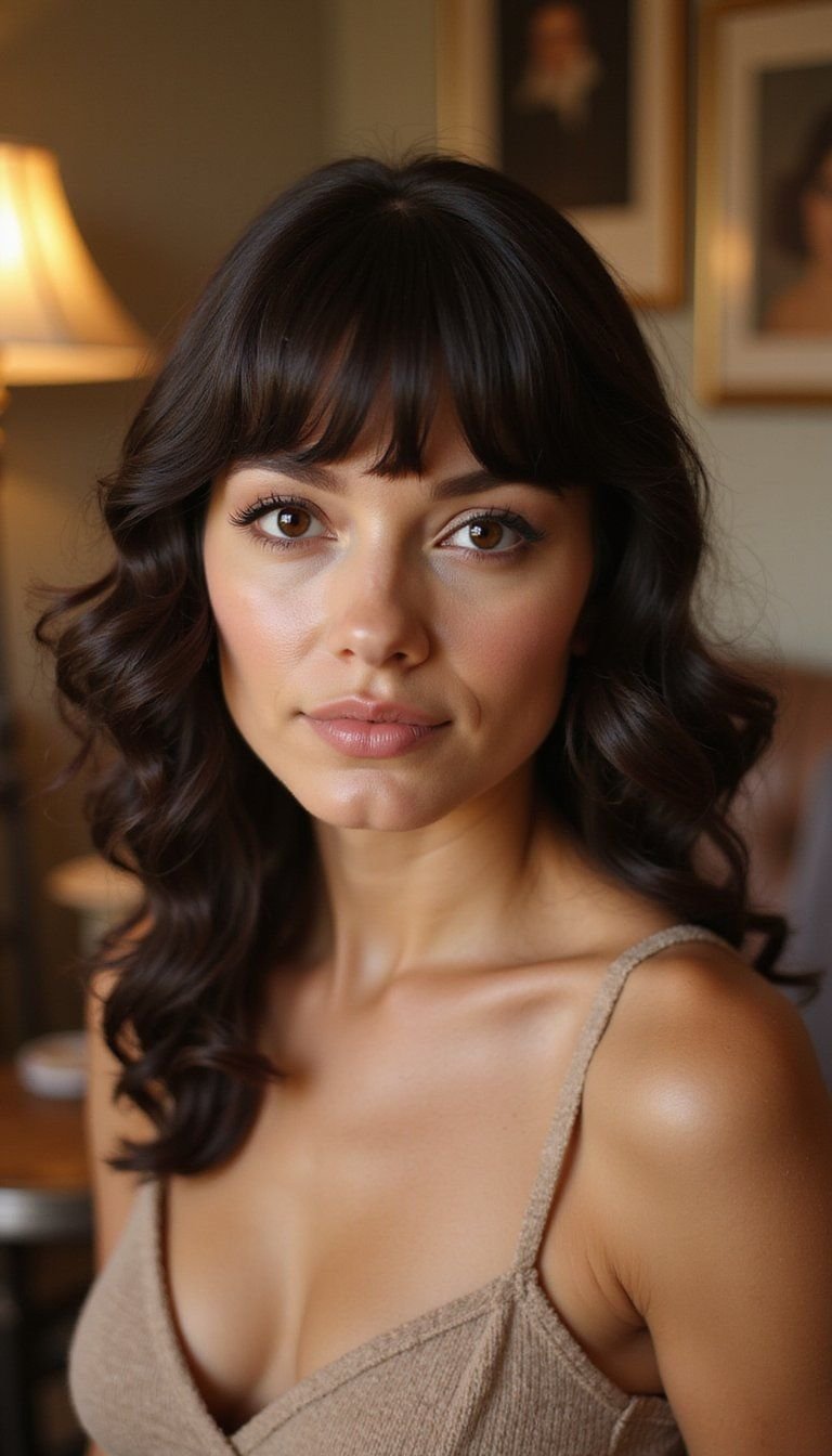 Retro Voluminous Bottleneck Bangs And Curls