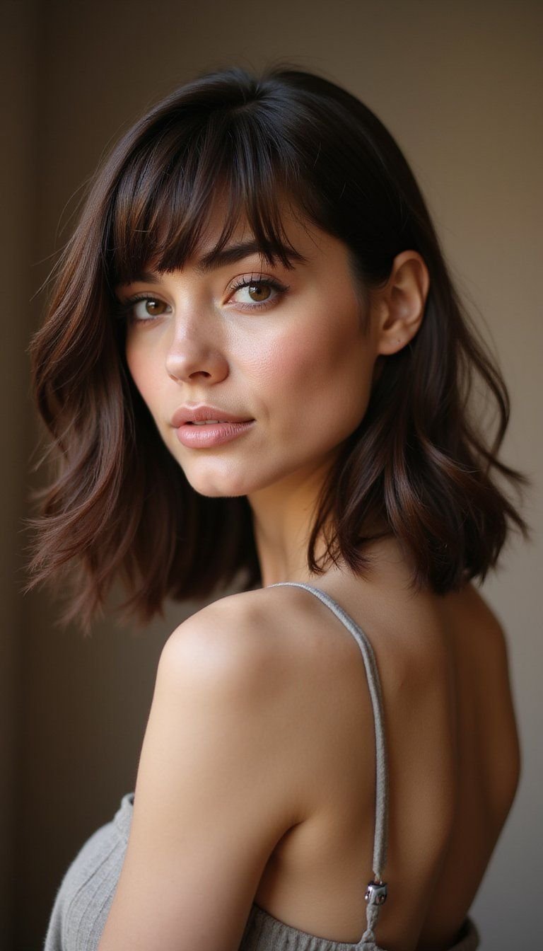Layered C-Cut With Side-Swept Bangs For Drama