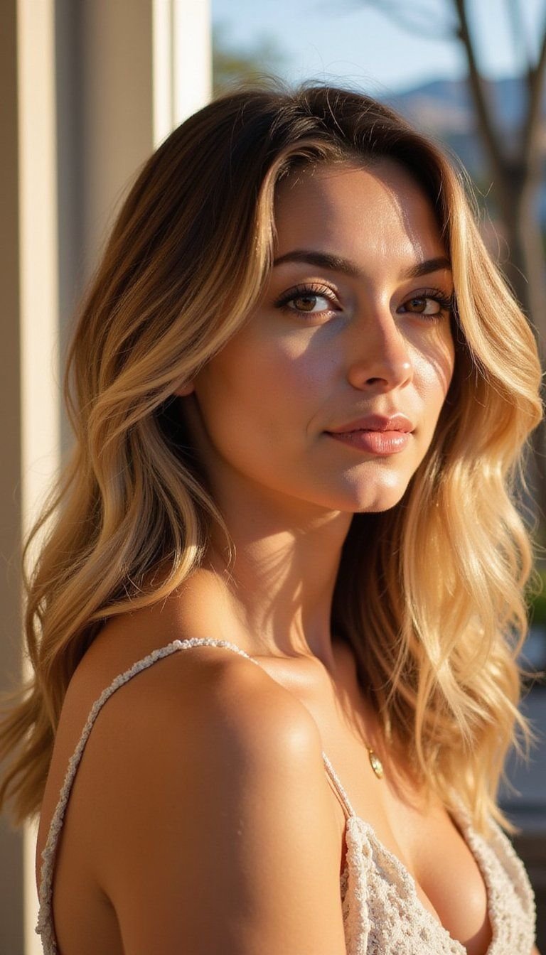 Sun-Kissed Balayage On C-Cut Layered Hair