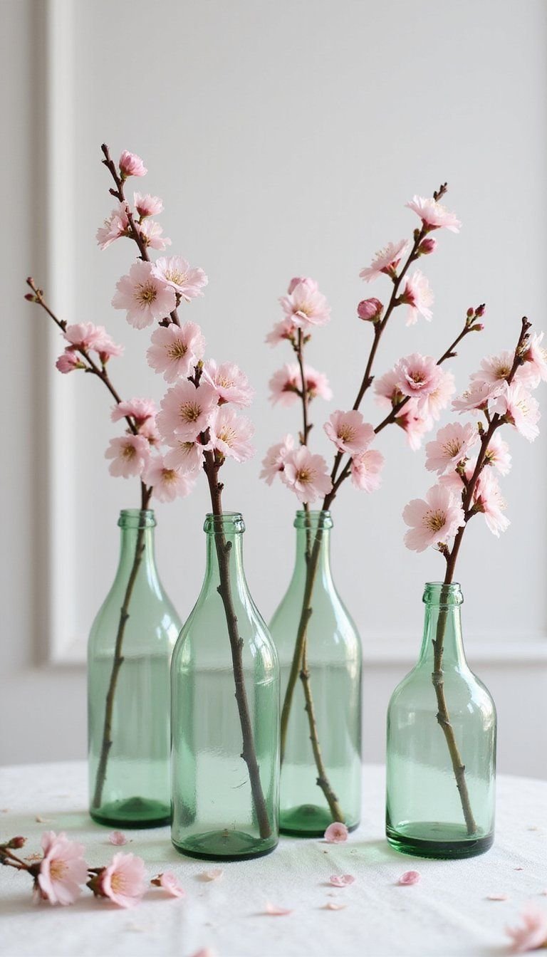 Mini Branch Centerpieces In Glass Bottles