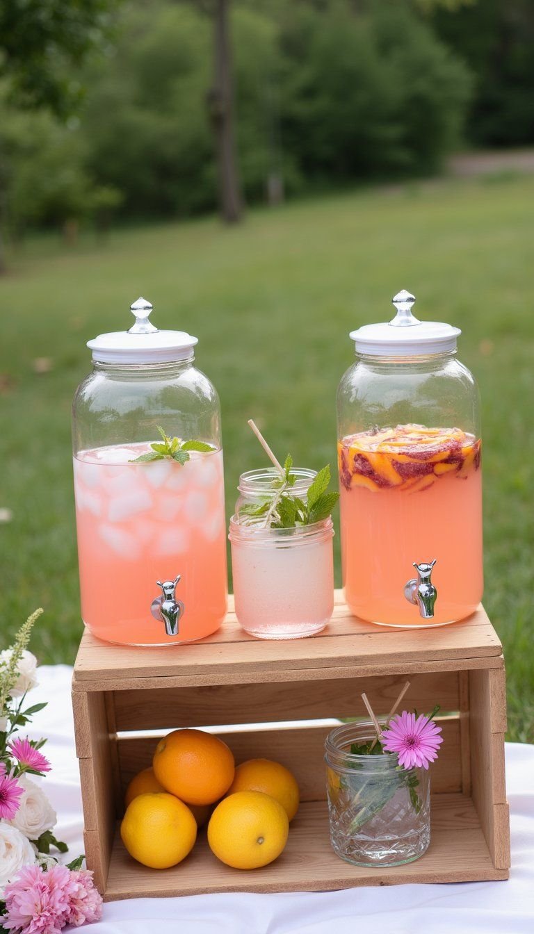 Sakura Mocktail Station With Blossom Garnishes