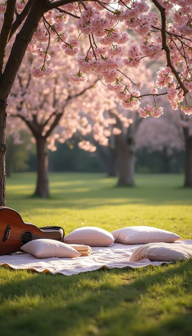 Serene Acoustic Session Under Blooming Trees