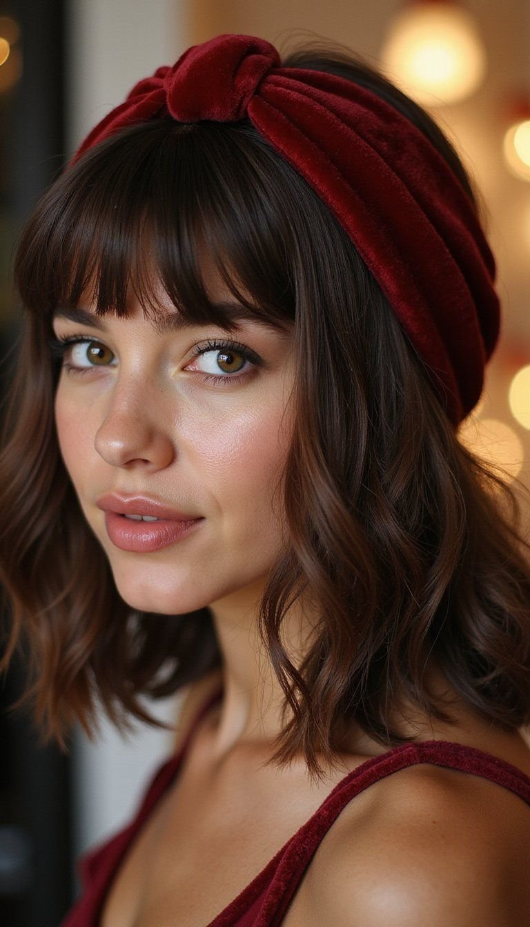 Velvet Headband Over Layered Wavy Bob
