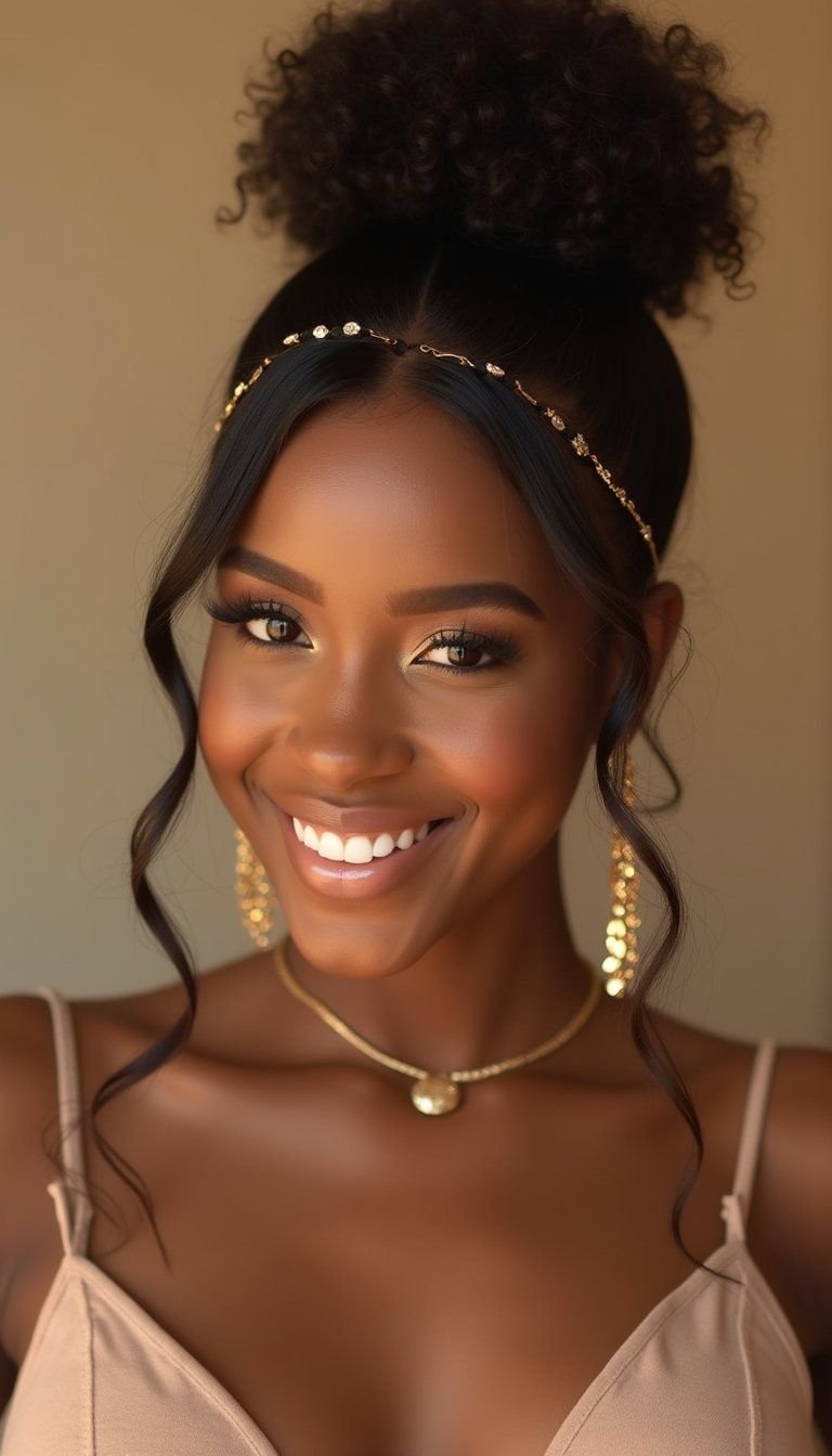 TWA With Gold Accessories And Glam Finish