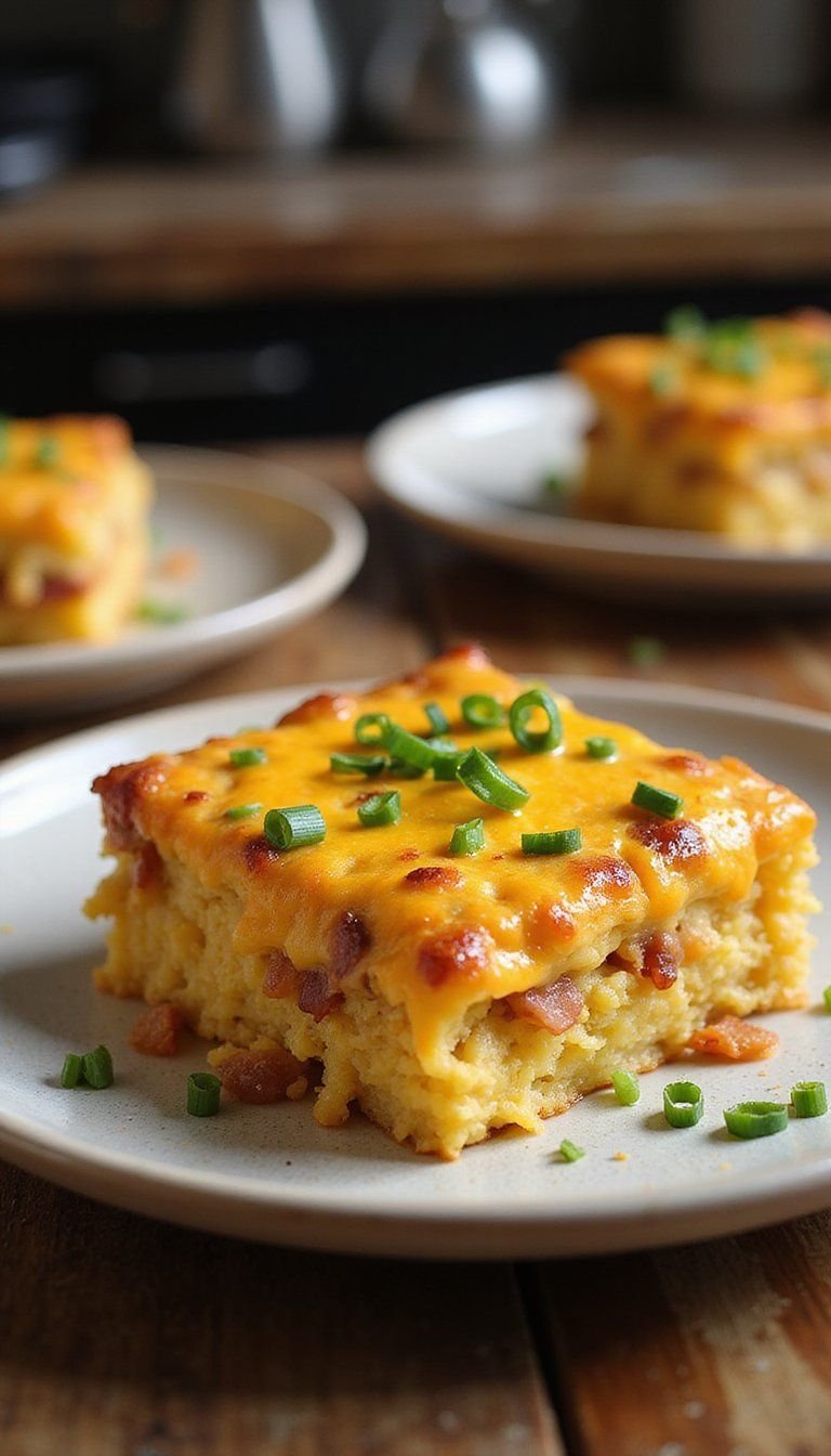 Cheesy Bacon Scallion Hashbrown Holiday Casserole