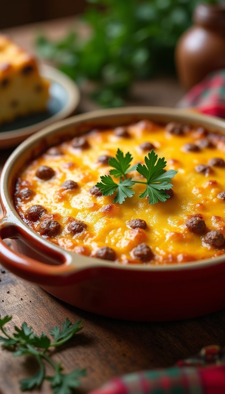 Classic Sausage Cheddar Christmas Morning Casserole