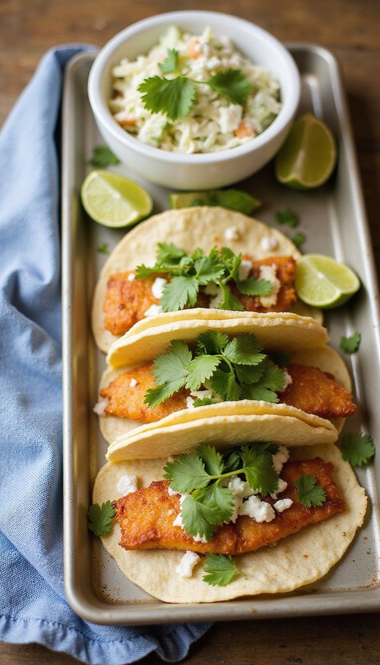 Baja Fish Tacos With Crunchy Cilantro Slaw