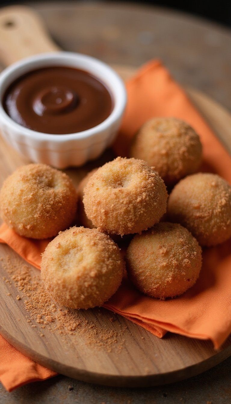 Churro Bites With Warm Chocolate Dipping