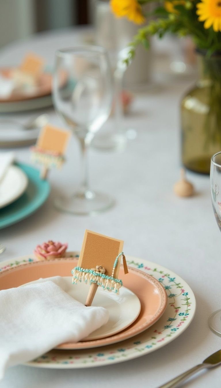 Bright Beaded Place Cards For Each Guest