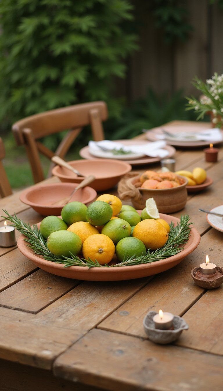 Citrus Centerpiece With Fresh Limes And Oranges