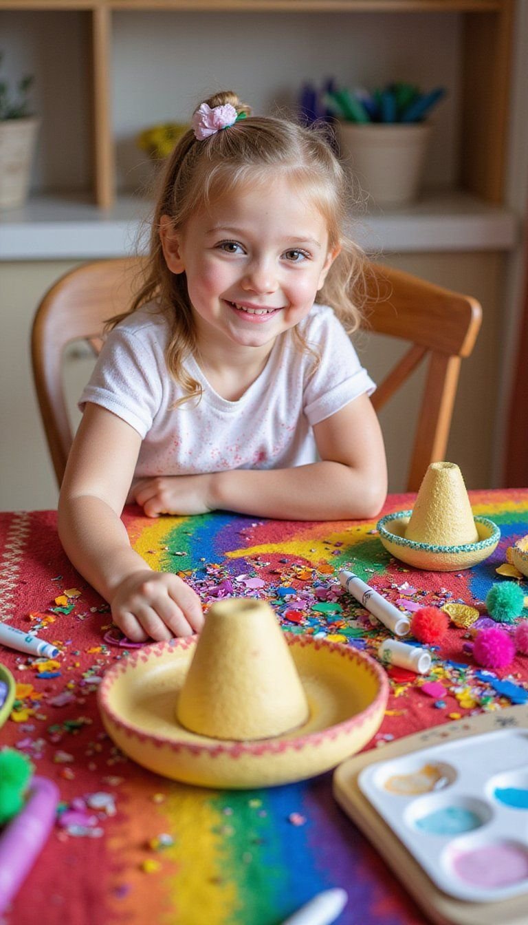 Kids Craft Corner With Mini Sombrero Hats