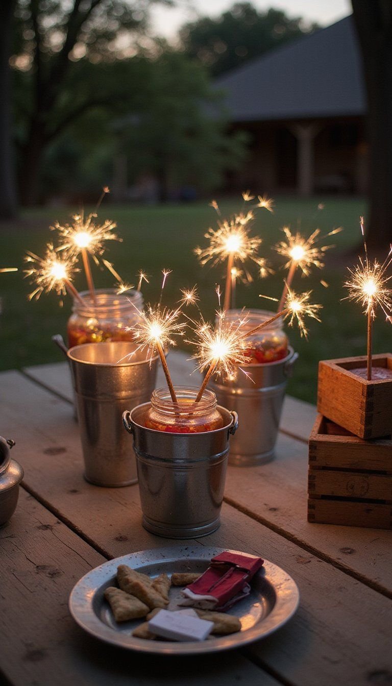 Small-Scale Fireworks Sparkler Send-Off Table Setup
