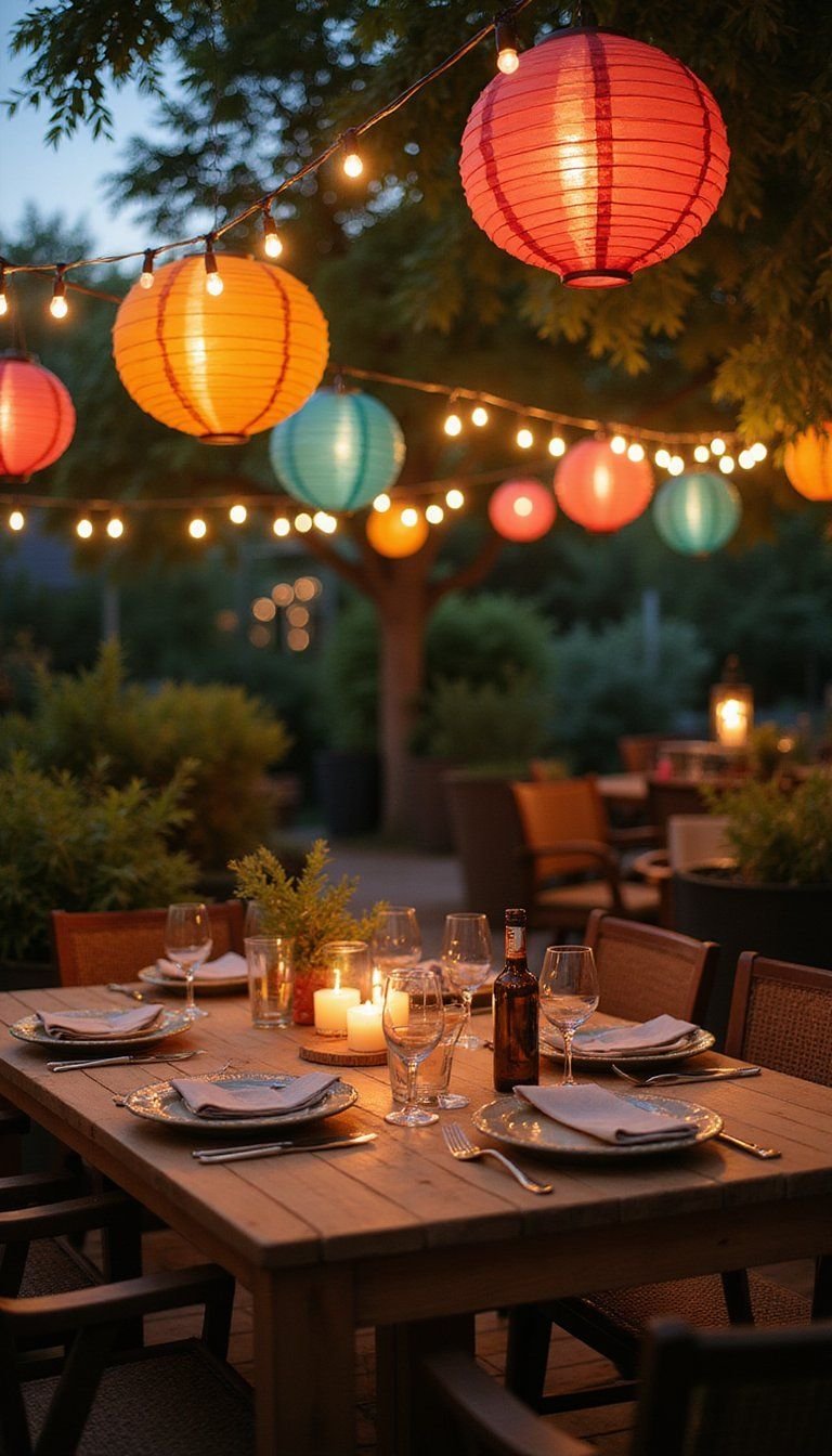 Twinkling String Lights And Lantern Glow