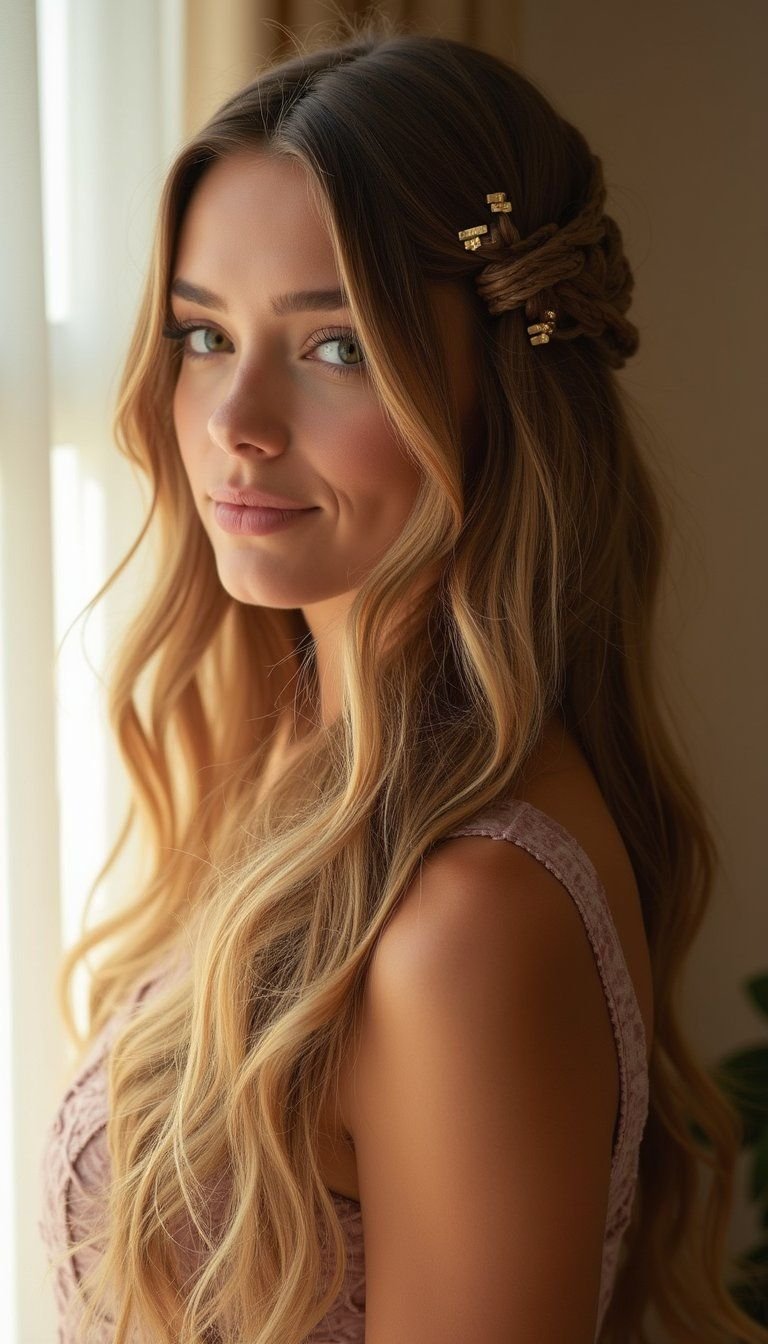 Braided Accent Tucked Into A Claw Clip