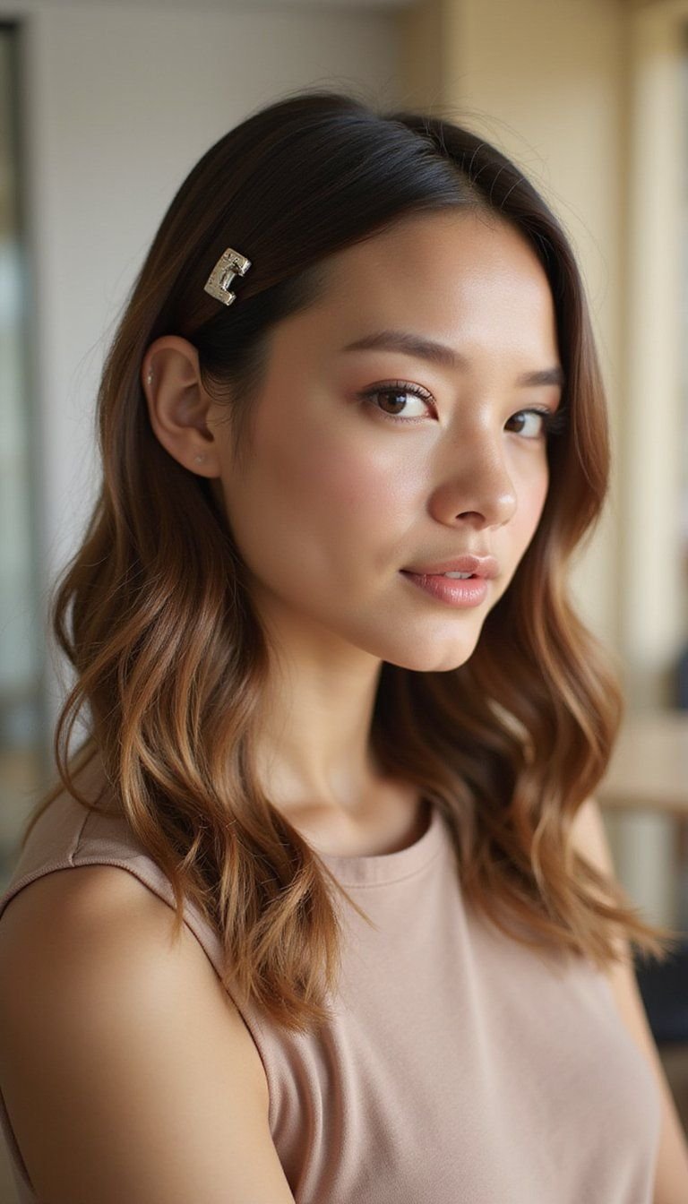 Polished Office Half Up With Discreet Claw Clip