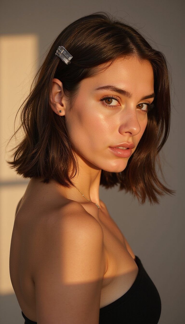 Wet-Look Slick Back Held By Clear Claw Clip