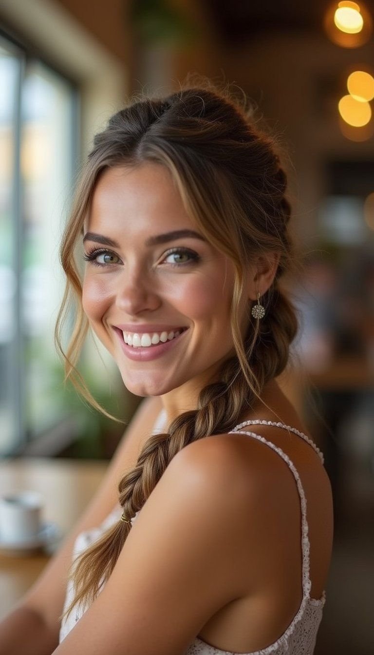 Low Messy Cornrow Ponytail For Off-Duty Looks